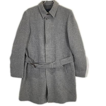 HERNO Gray Wool Nylon Fly-Front Stand Collar Coat Size 44