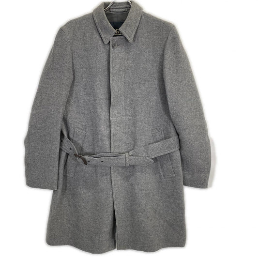 HERNO Gray Wool Nylon Fly-Front Stand Collar Coat Size 44