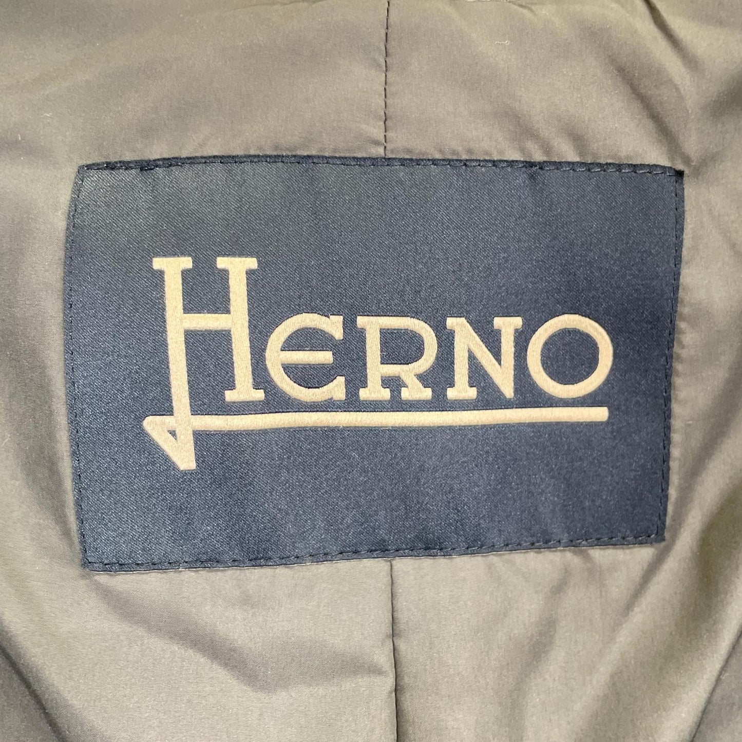 HERNO Gray Wool Nylon Fly-Front Stand Collar Coat Size 44