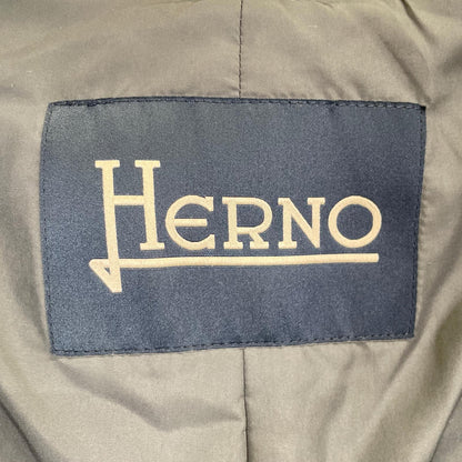 HERNO Gray Wool Nylon Fly-Front Stand Collar Coat Size 44