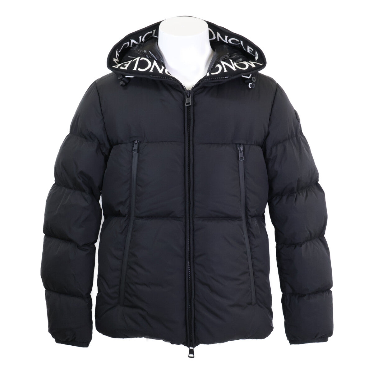 MONCLER MONTCLA Logo Tape Hooded Down Jacket Black Size 2