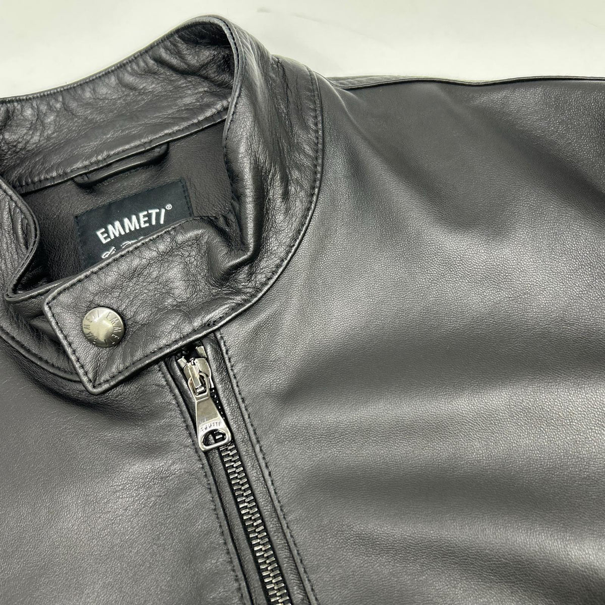 EMMETI Black JURI Lambskin Single Leather Jacket Size 44