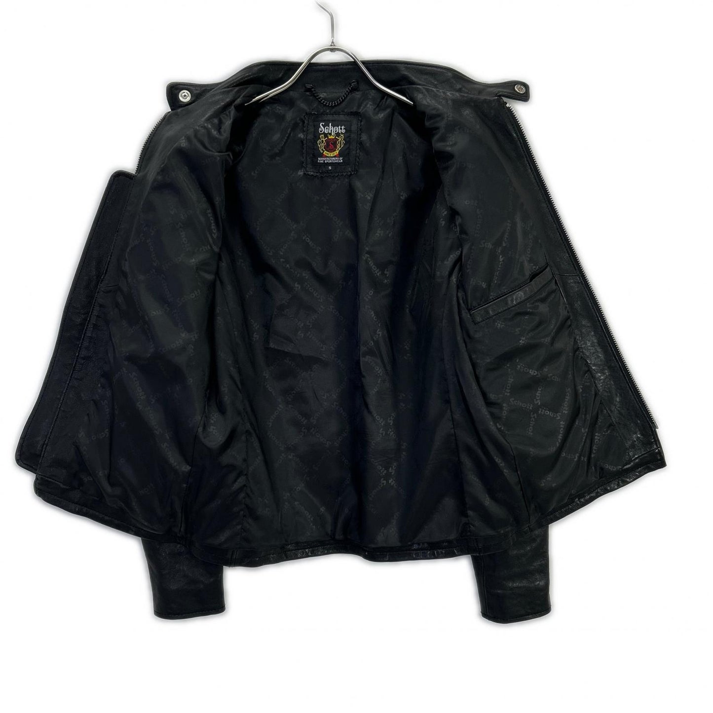 schott Lamb Leather Patch Jacket Black Size S