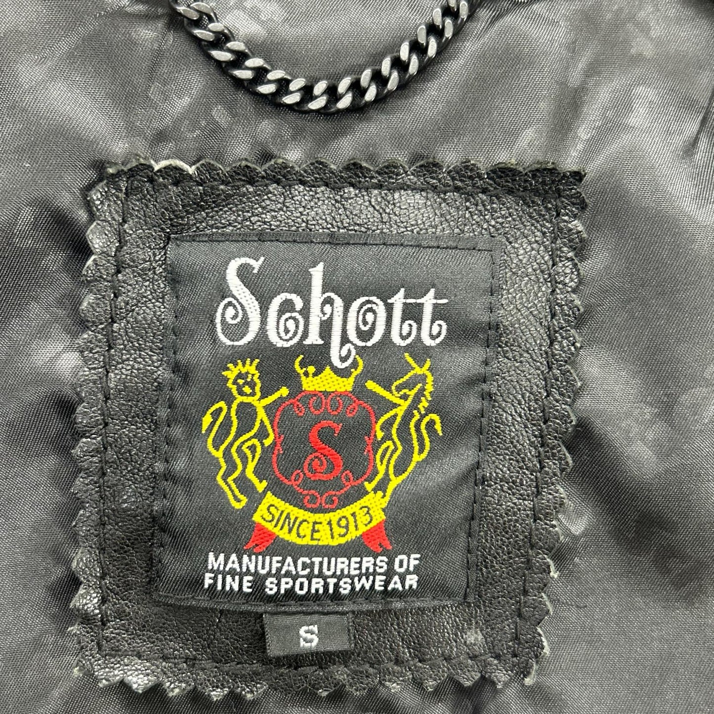 schott Lamb Leather Patch Jacket Black Size S
