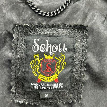 schott Lamb Leather Patch Jacket Black Size S
