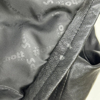 schott Lamb Leather Patch Jacket Black Size S