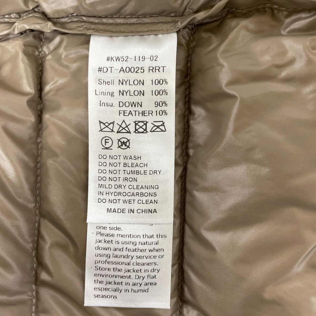 DANTON Pink Nylon Crewneck Inner Down Jacket Size M