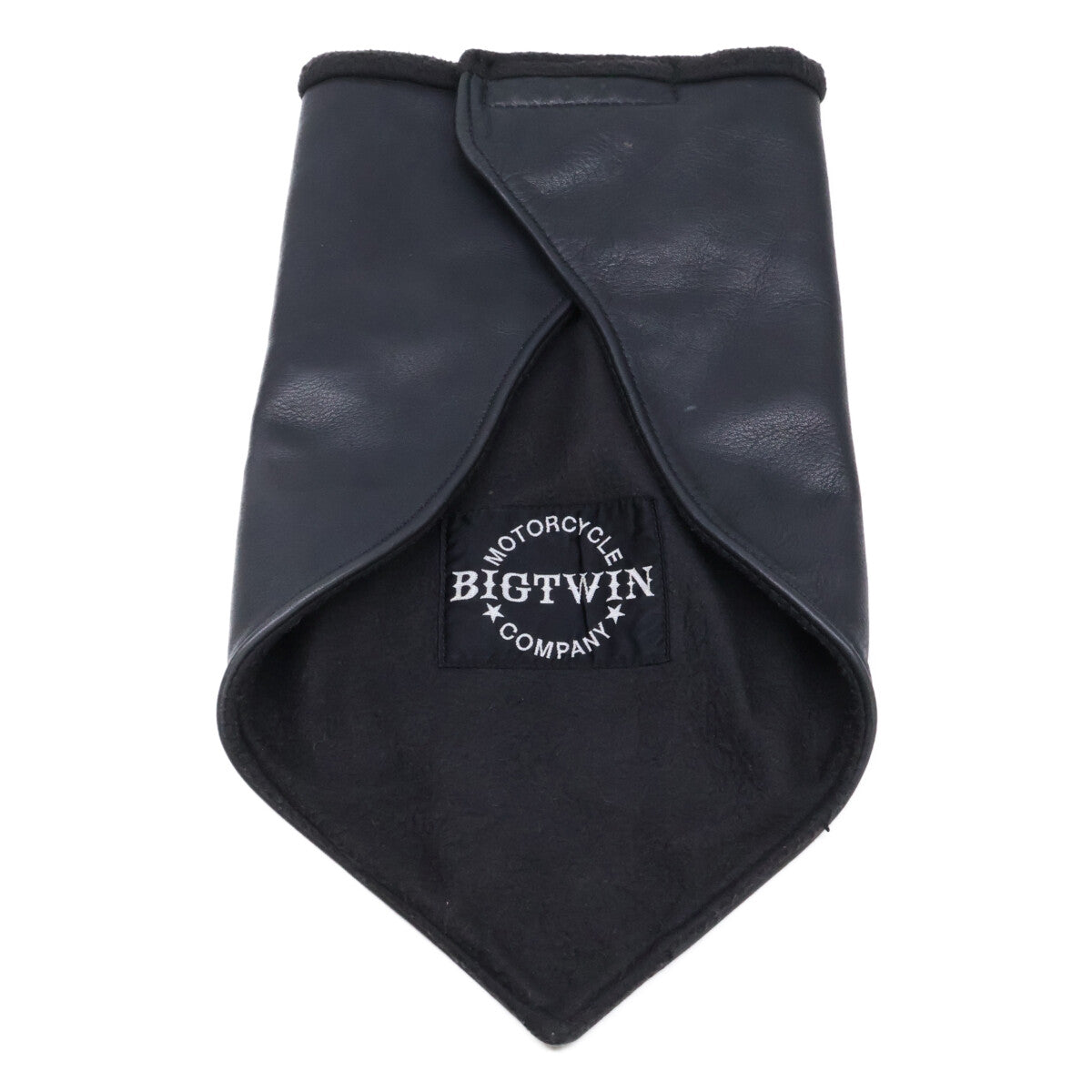 BIGTWIN Black Leather Logo Patch Neck Warmer Size ONE SIZE