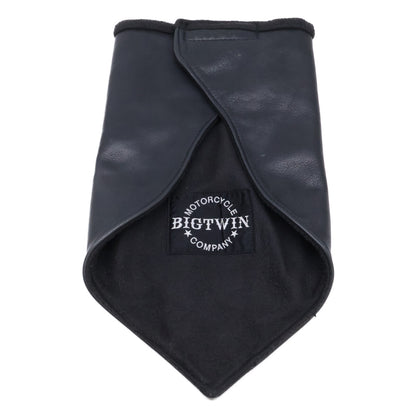 BIGTWIN Black Leather Logo Patch Neck Warmer Size ONE SIZE