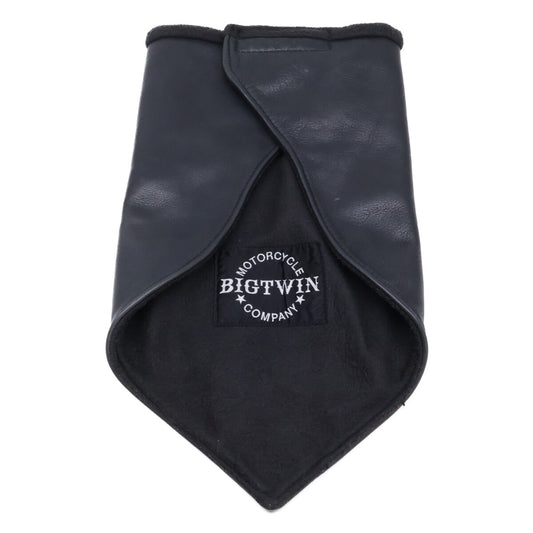 BIGTWIN Black Leather Logo Patch Neck Warmer Size ONE SIZE