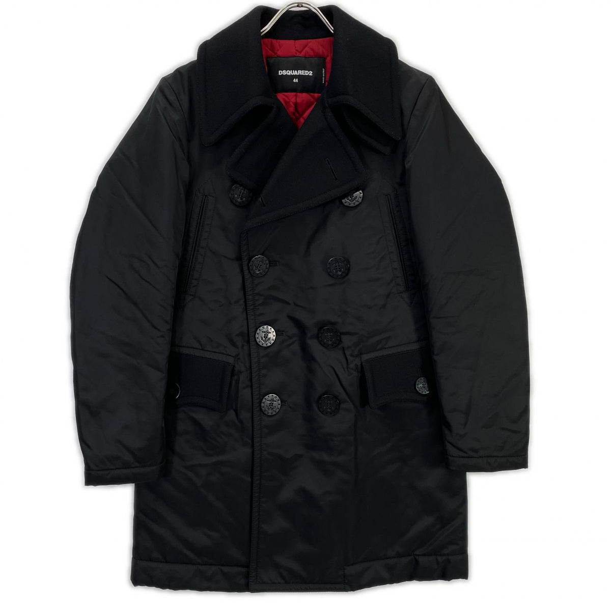 DSQUARED2 Black Nylon Trench Coat Size 44