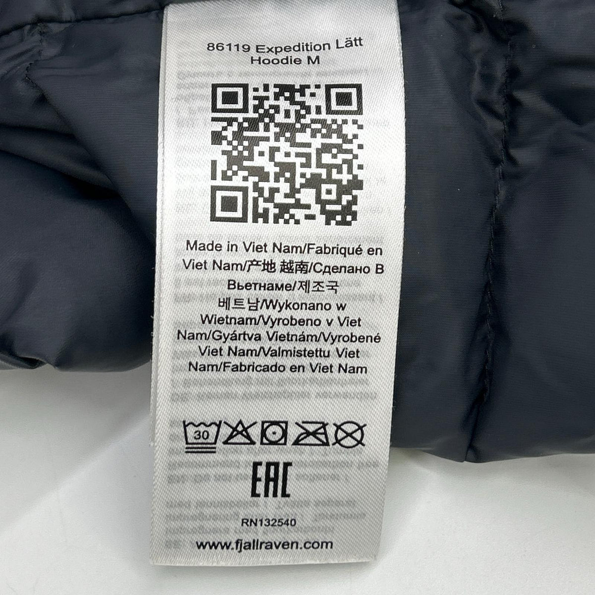 FJALLRAVEN Black Expedition Latt Hooded Padded Jacket Size L