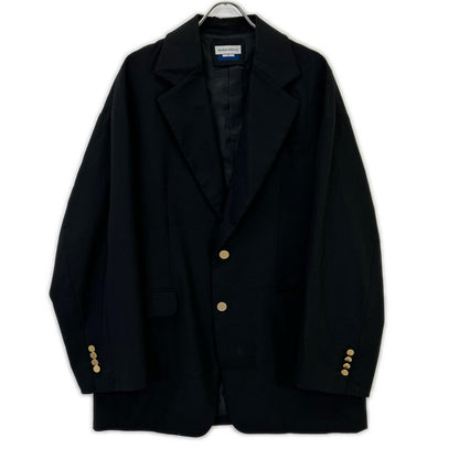 MAISON SPECIAL Black CORDURA WOOL Gold Button Blazer Size 01