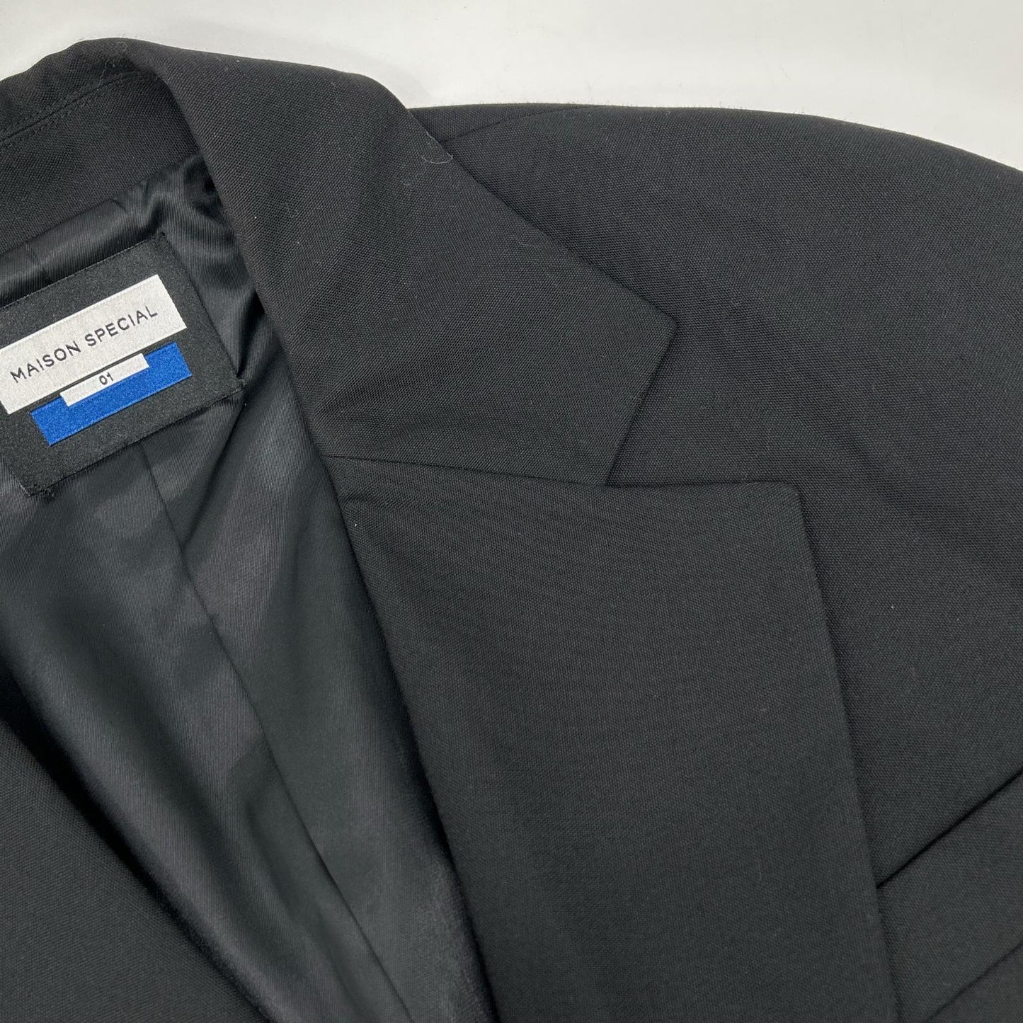 MAISON SPECIAL Black CORDURA WOOL Gold Button Blazer Size 01