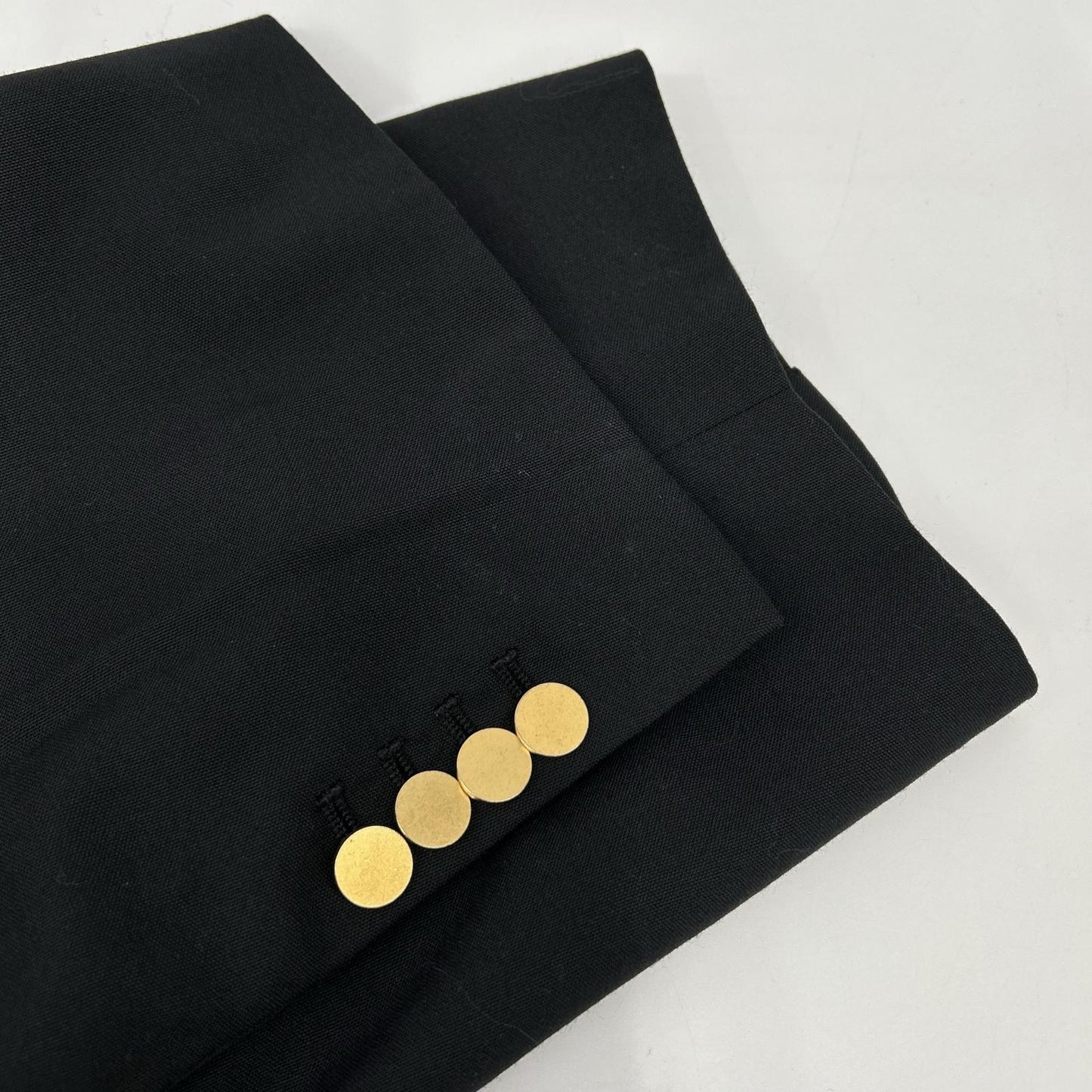 MAISON SPECIAL Black CORDURA WOOL Gold Button Blazer Size 01