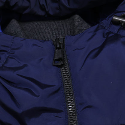 MONCLER Julio Check Wool Nylon Hooded Jacket Navy Size 2