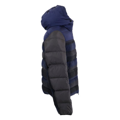 MONCLER Julio Check Wool Nylon Hooded Jacket Navy Size 2