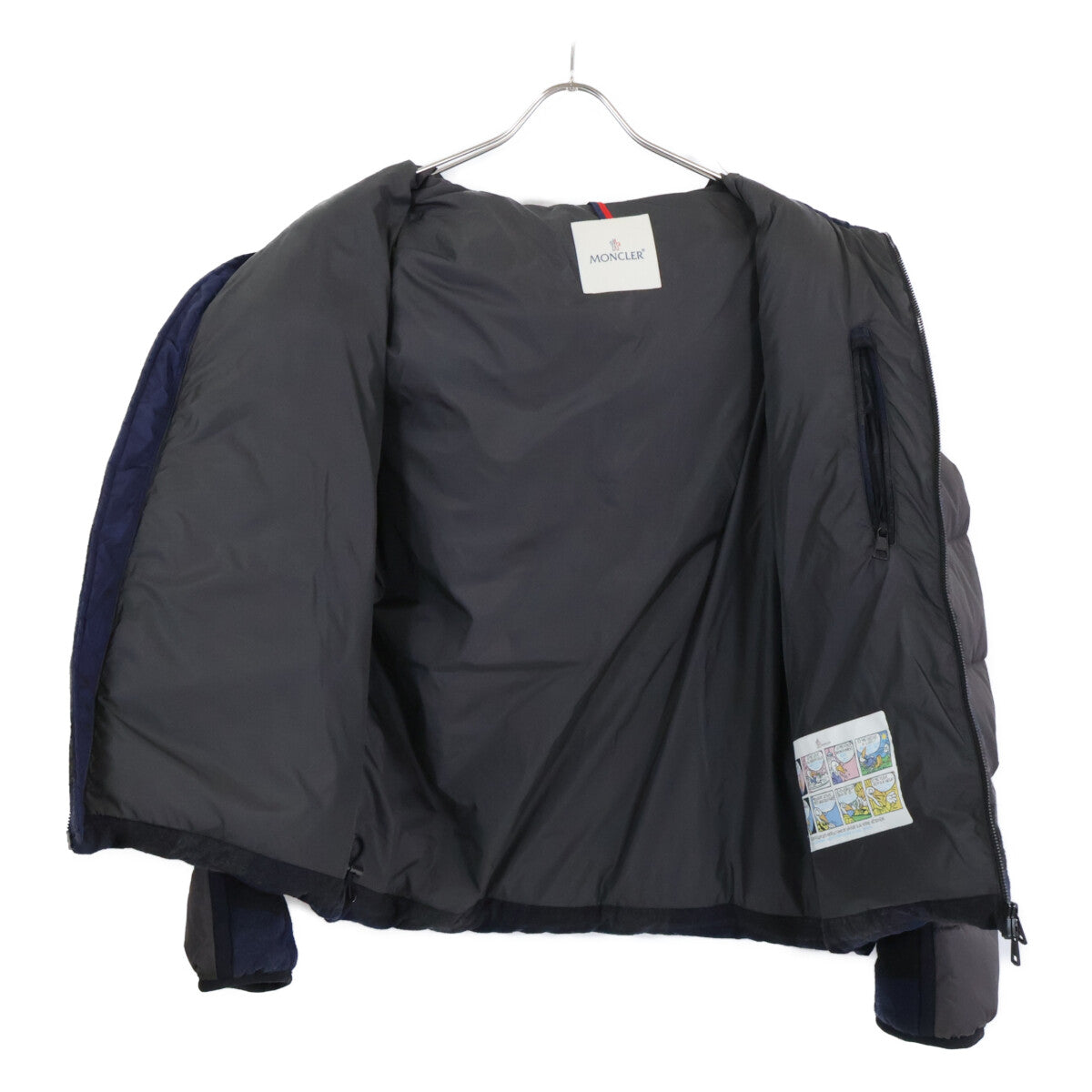 MONCLER Julio Check Wool Nylon Hooded Jacket Navy Size 2