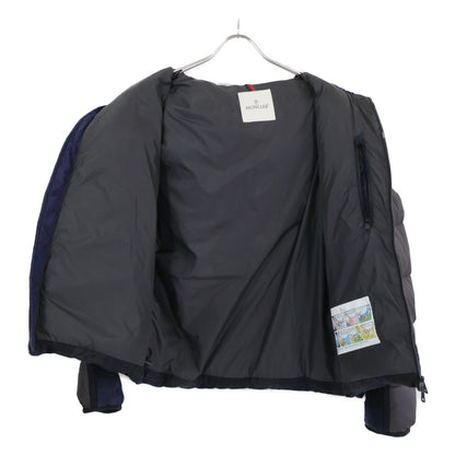 MONCLER Julio Check Wool Nylon Hooded Jacket Navy Size 2