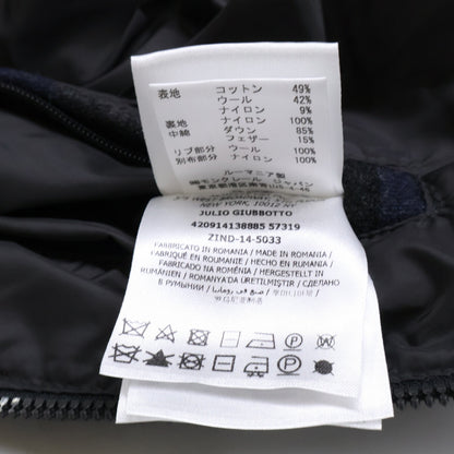 MONCLER Julio Check Wool Nylon Hooded Jacket Navy Size 2