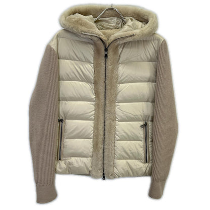 EMMETI Gart Knit Sleeve Mouton Down Jacket Beige Size 46