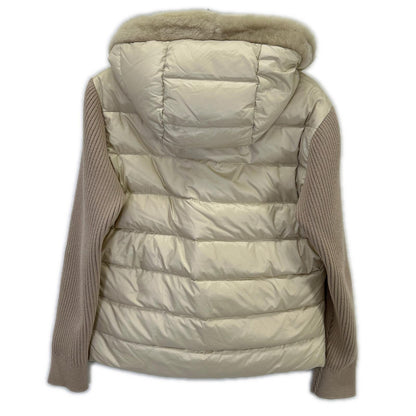EMMETI Gart Knit Sleeve Mouton Down Jacket Beige Size 46