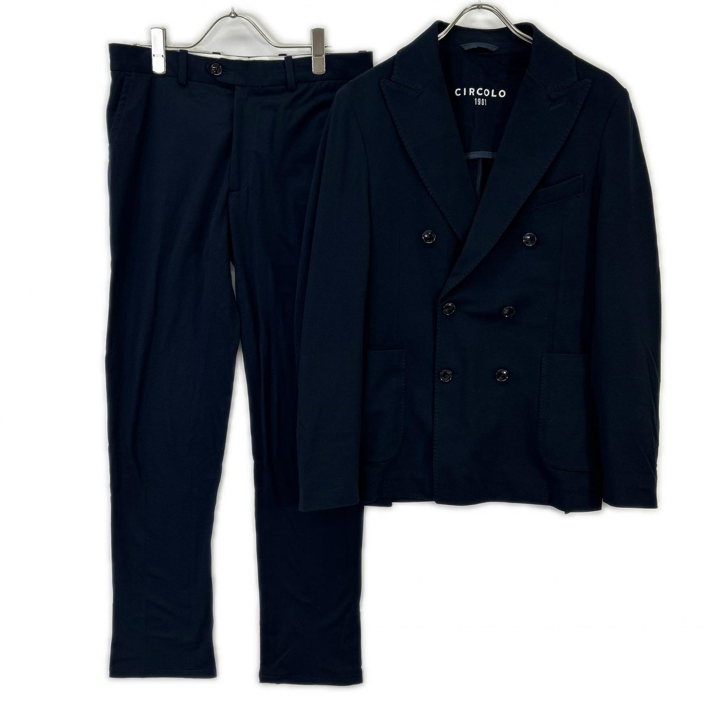 CIRCOLO 26SS Navy Cotton-Stretch Double Jacket Set Size 46