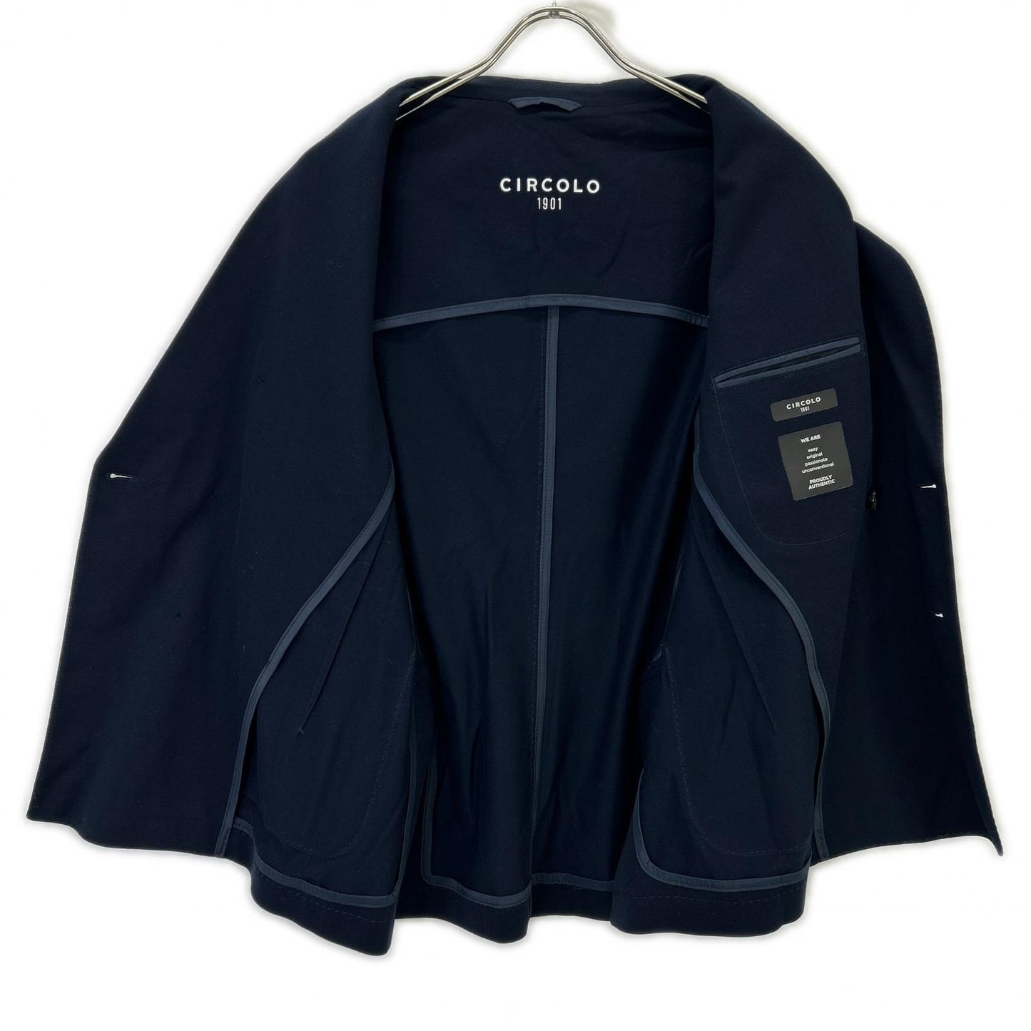 CIRCOLO 26SS Navy Cotton-Stretch Double Jacket Set Size 46
