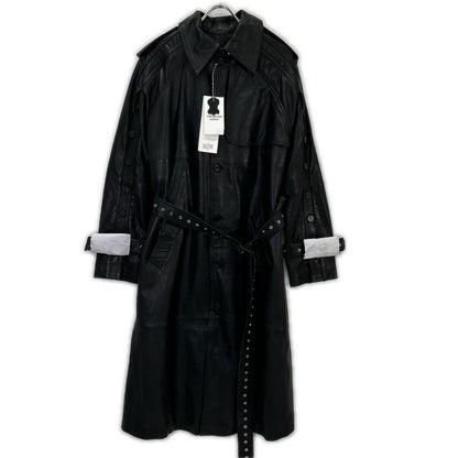 H&M x Rokh Button Detail Leather Trench Coat Black Size XS