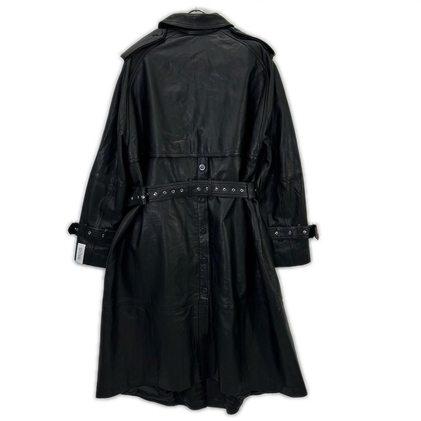 H&M x Rokh Button Detail Leather Trench Coat Black Size XS