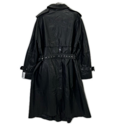 H&M x Rokh Button Detail Leather Trench Coat Black Size XS