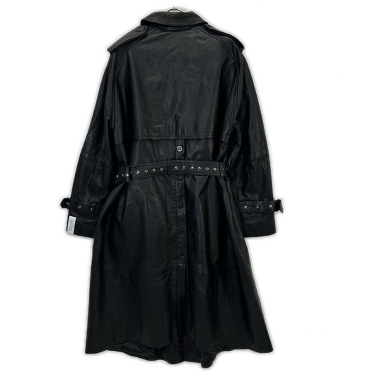H&M x Rokh Button Detail Leather Trench Coat Black Size XS