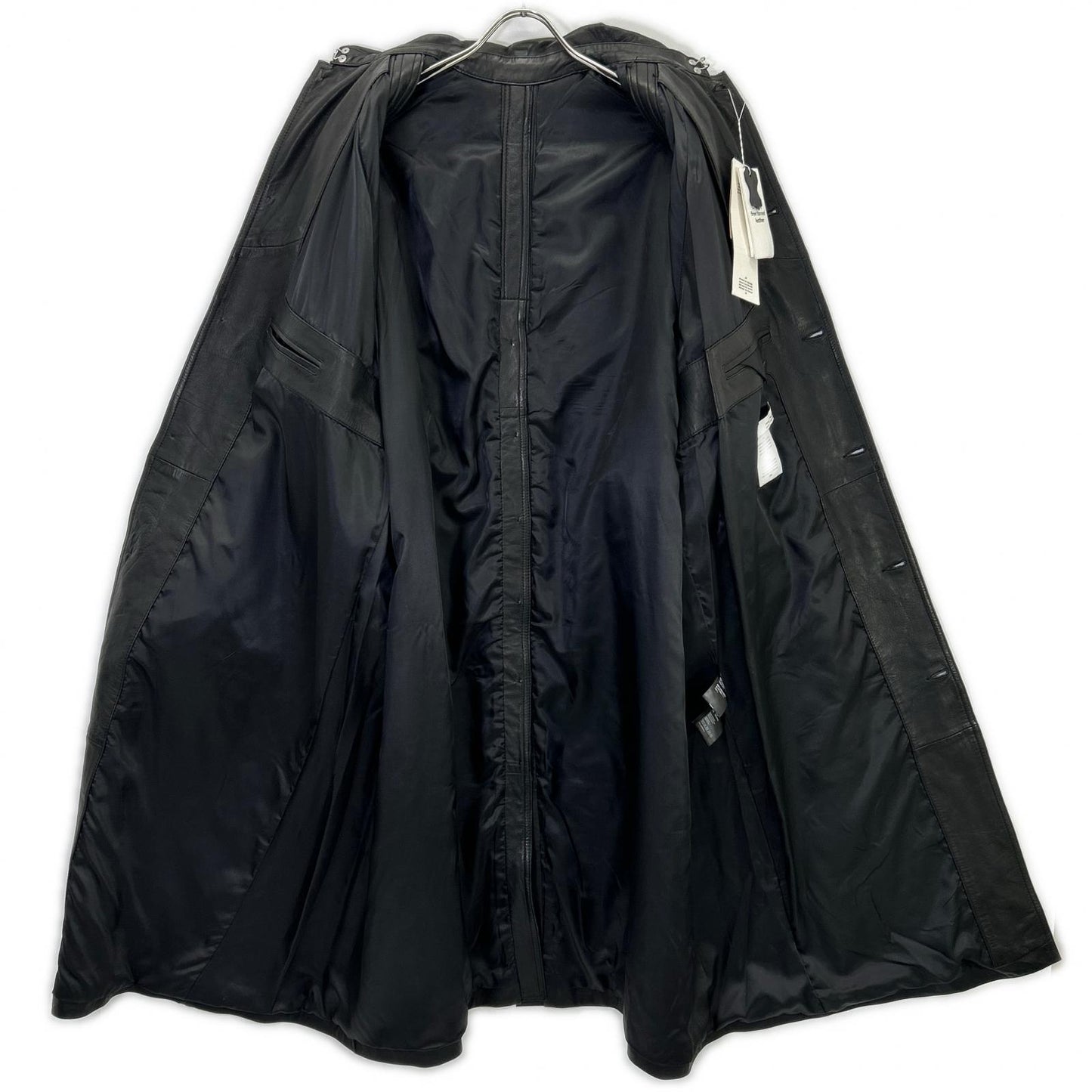 H&M x Rokh Button Detail Leather Trench Coat Black Size XS