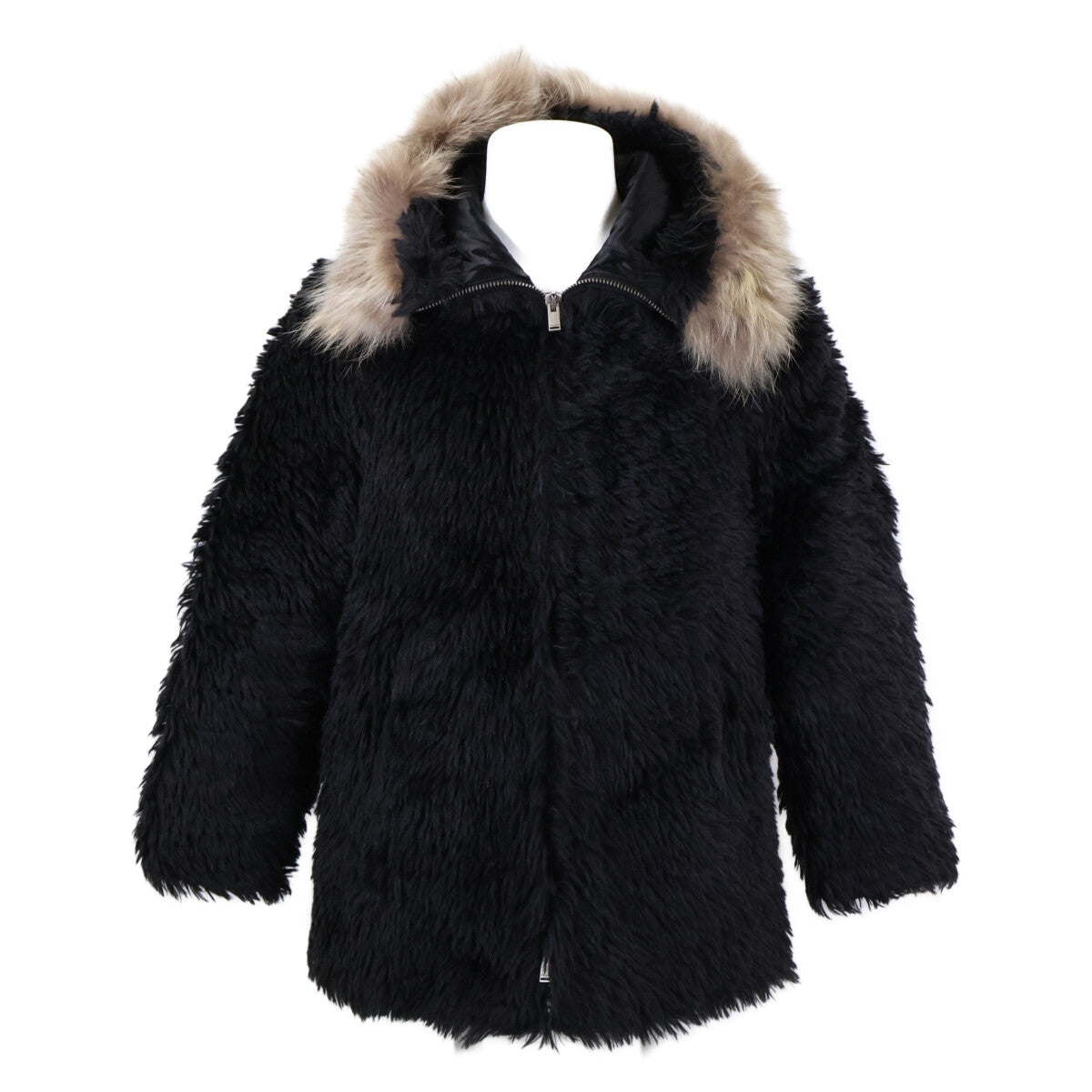 SAINT LAURENT PARIS Mohair Hooded Zip Blouson Black Size 44