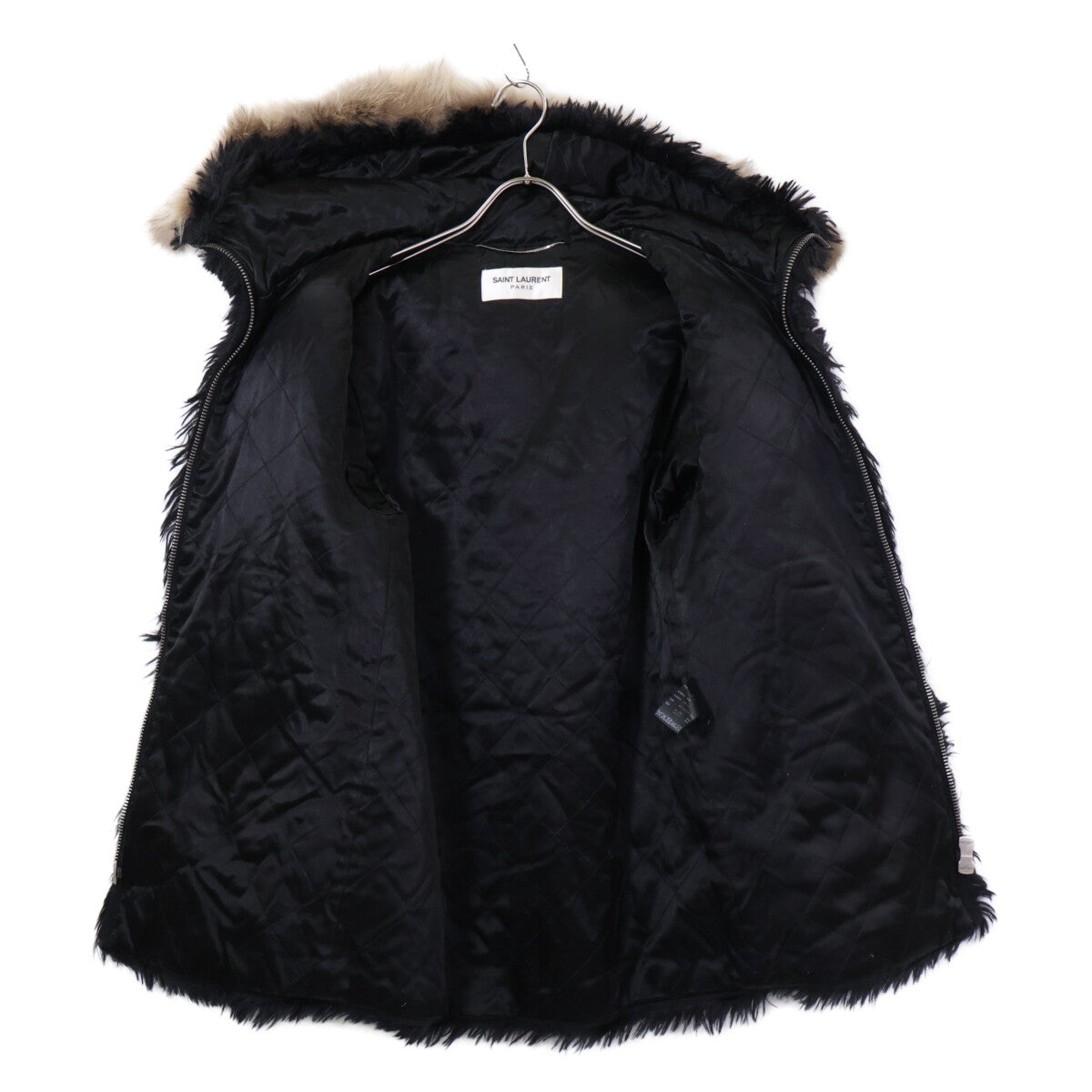 SAINT LAURENT PARIS Mohair Hooded Zip Blouson Black Size 44