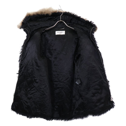 SAINT LAURENT PARIS Mohair Hooded Zip Blouson Black Size 44