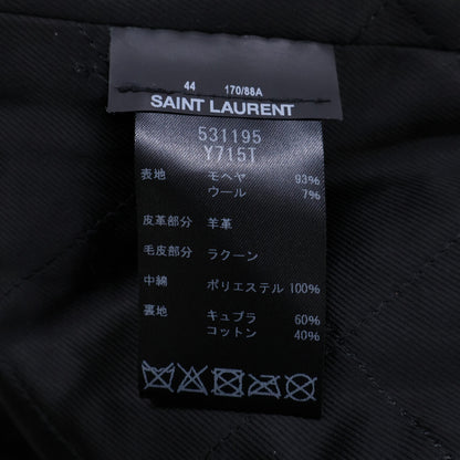 SAINT LAURENT PARIS Mohair Hooded Zip Blouson Black Size 44
