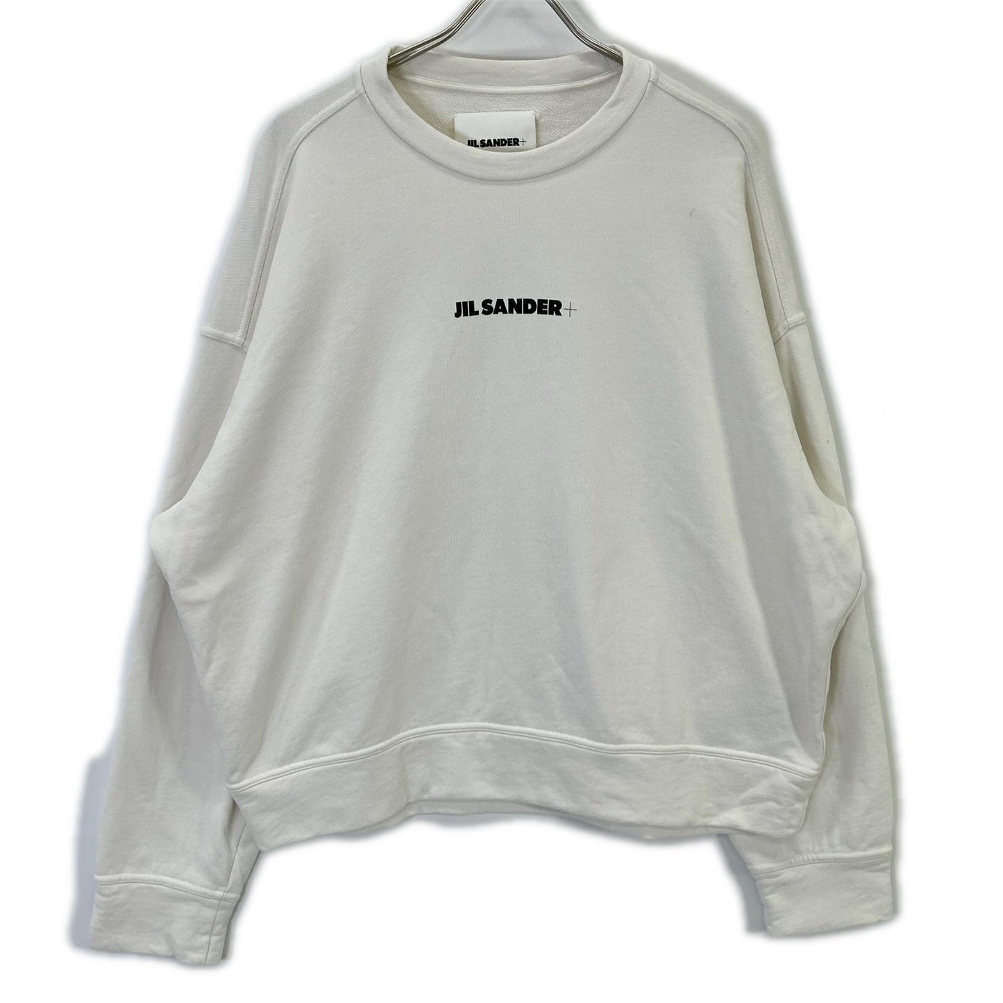 JIL SANDER Logo Print Cotton Sweatshirt White Size L