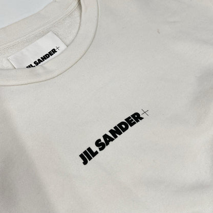 JIL SANDER Logo Print Cotton Sweatshirt White Size L