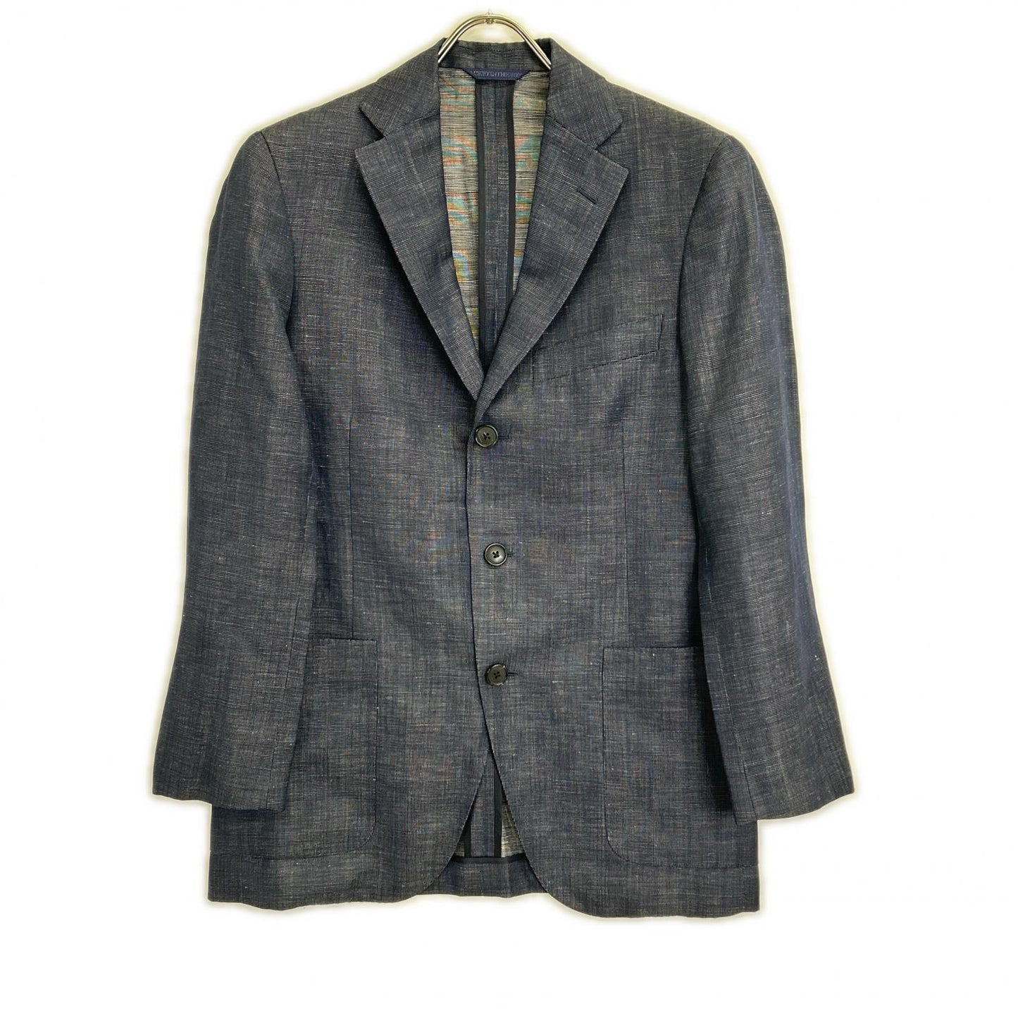 Belvest Wool Linen Side Vent 3B Blazer Navy Size 44