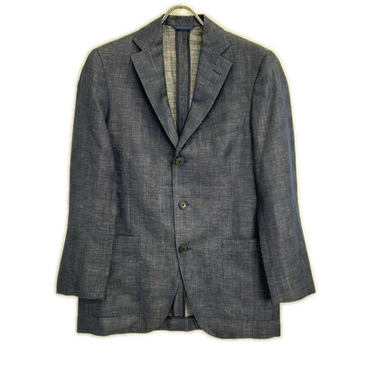 Belvest Wool Linen Side Vent 3B Blazer Navy Size 44