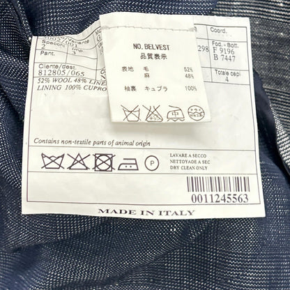 Belvest Wool Linen Side Vent 3B Blazer Navy Size 44