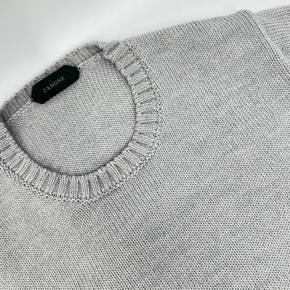 ZANONE GIRO 5-Gauge Wool Crewneck Sweater Gray Size 48