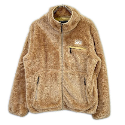 WIND AND SEA SEA Embroidery Zip Fleece Jacket Beige Size S