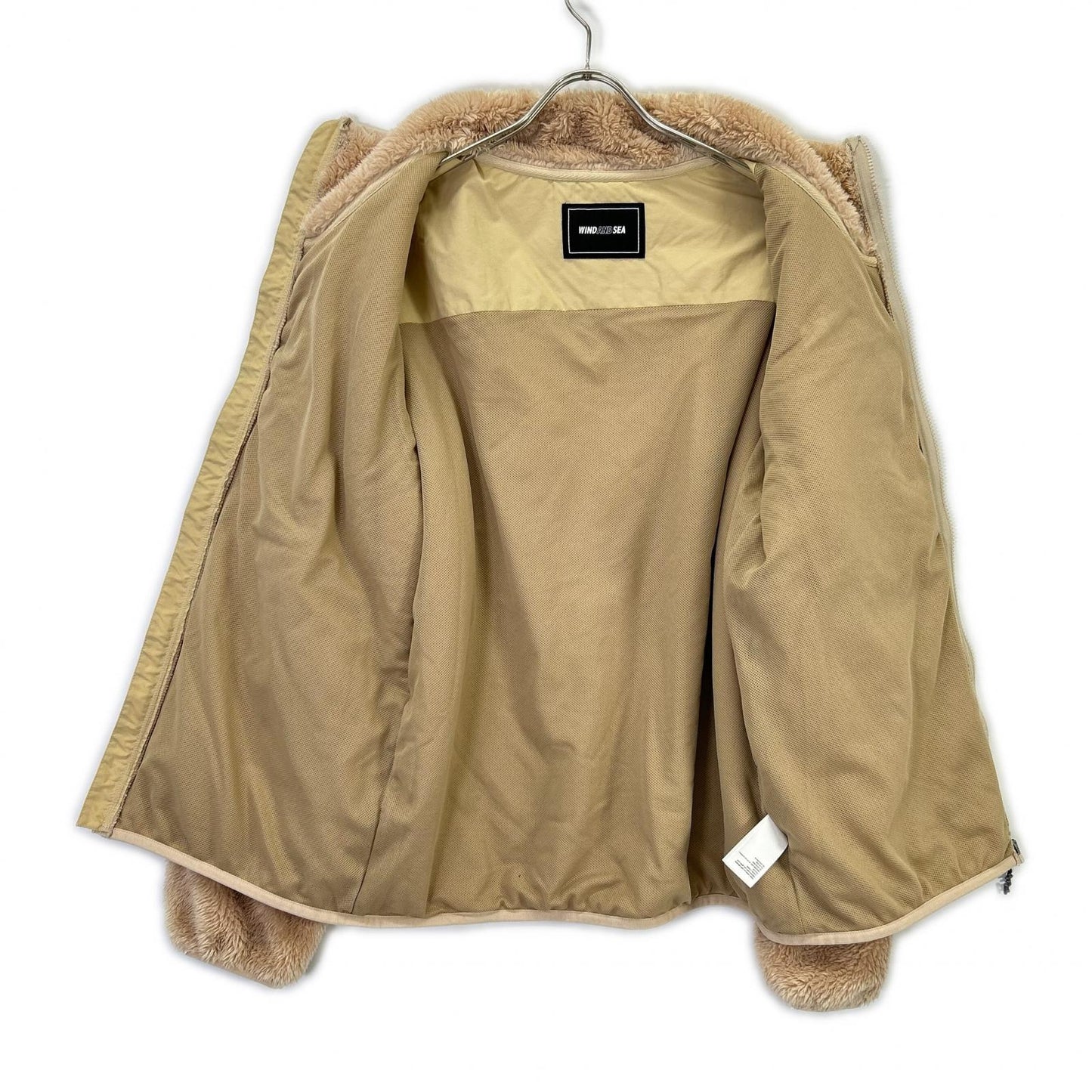 WIND AND SEA SEA Embroidery Zip Fleece Jacket Beige Size S