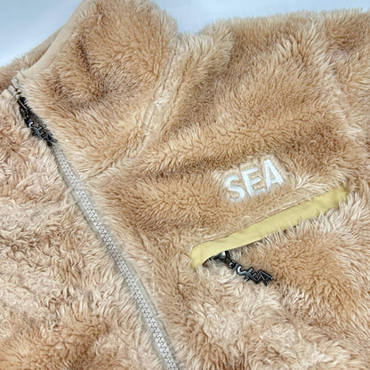 WIND AND SEA SEA Embroidery Zip Fleece Jacket Beige Size S
