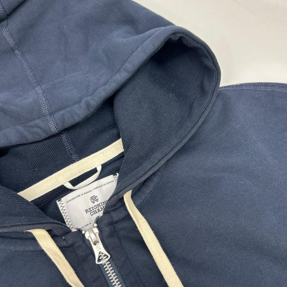 REIGNING CHAMP Midweight Terry Full Zip Hoodie Navy Size M