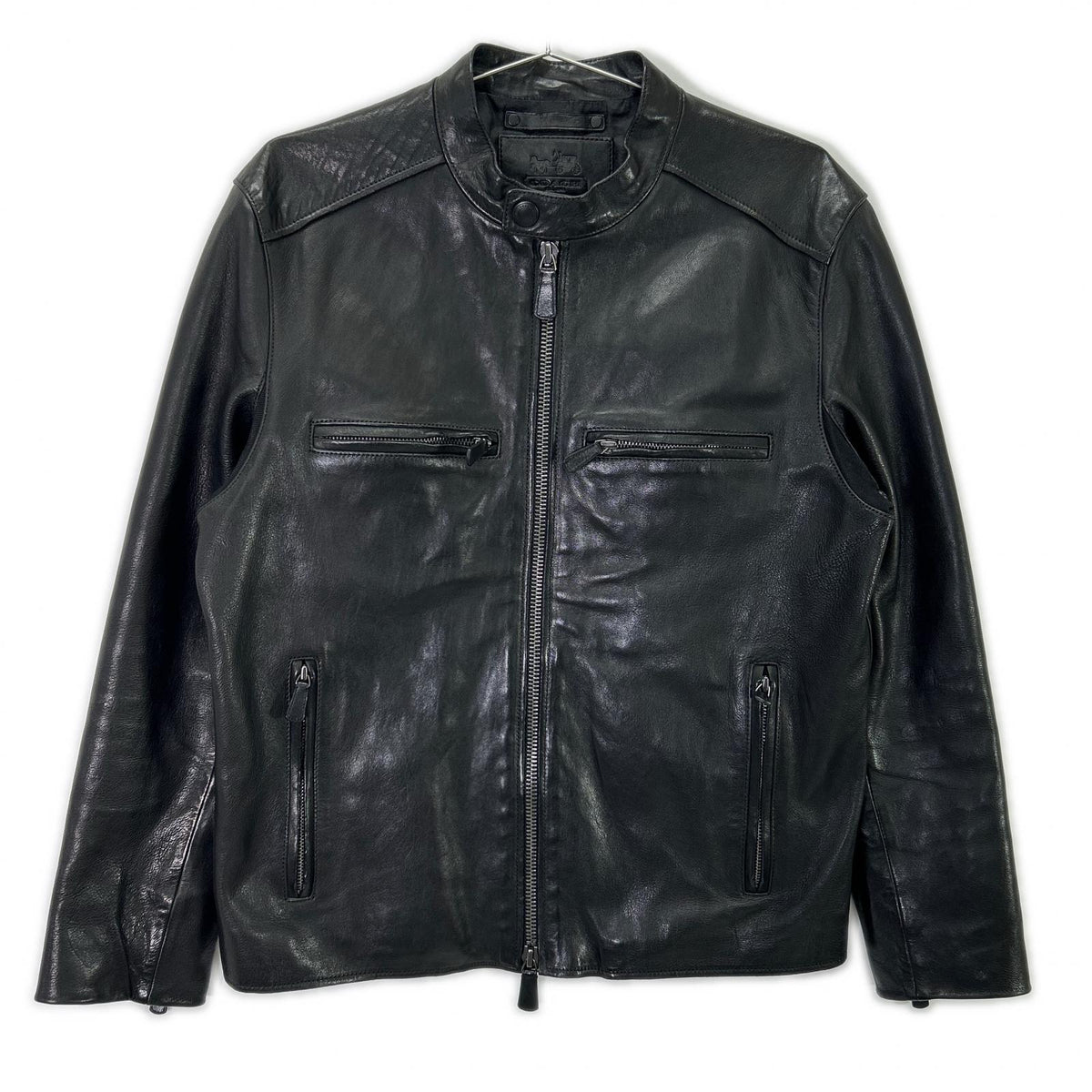 COACH Sheepskin Single Rider Jacket Black Size S