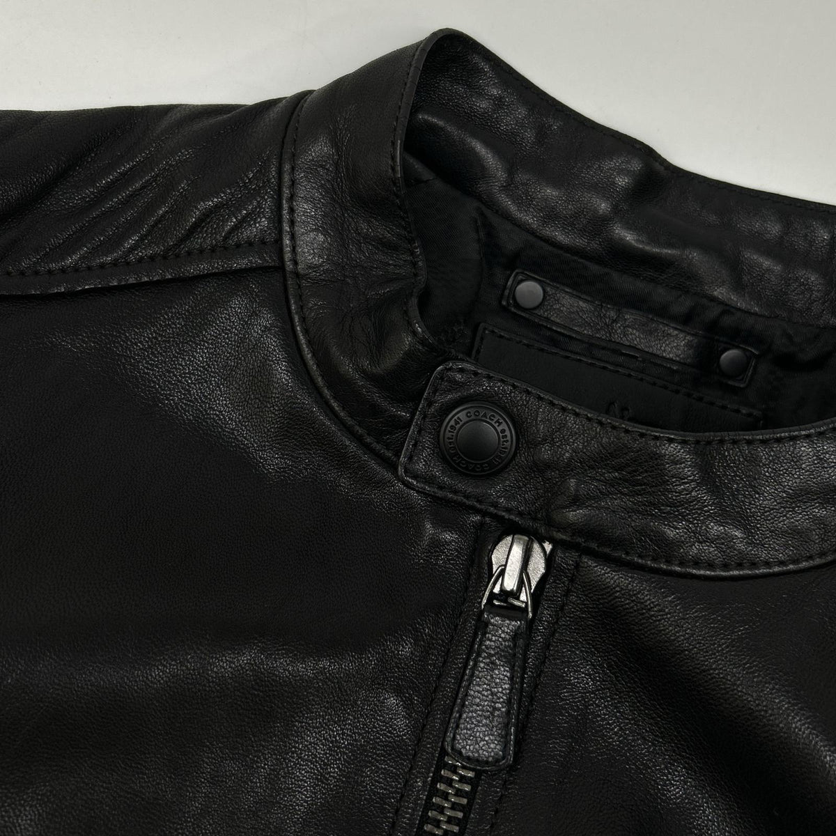 COACH Sheepskin Single Rider Jacket Black Size S