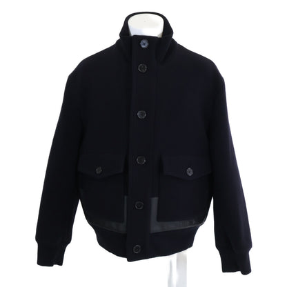 HERMES Wool Calfskin Stand Collar Combo Jacket Size 58